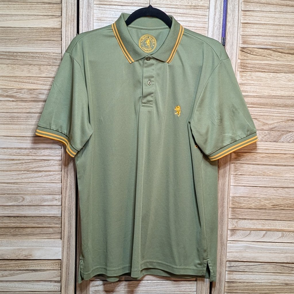 Albert Morris Polo Green Shirt With Yellow Accents Size Large